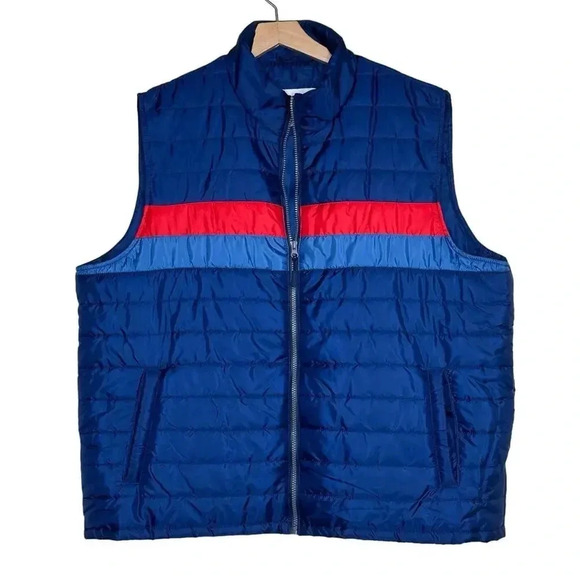 Sonoma 2XL men's blue + red puffer vest with side pockets Stranger Things Preppy - Picture 2 of 6